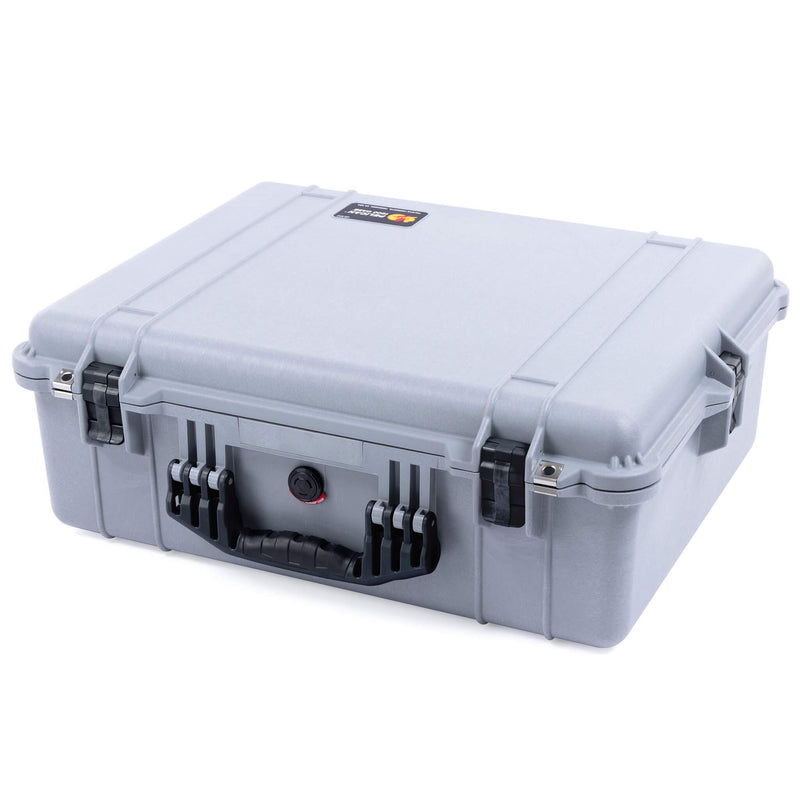 Pelican 1600 Case, Silver with Black Handle & Latches ColorCase 