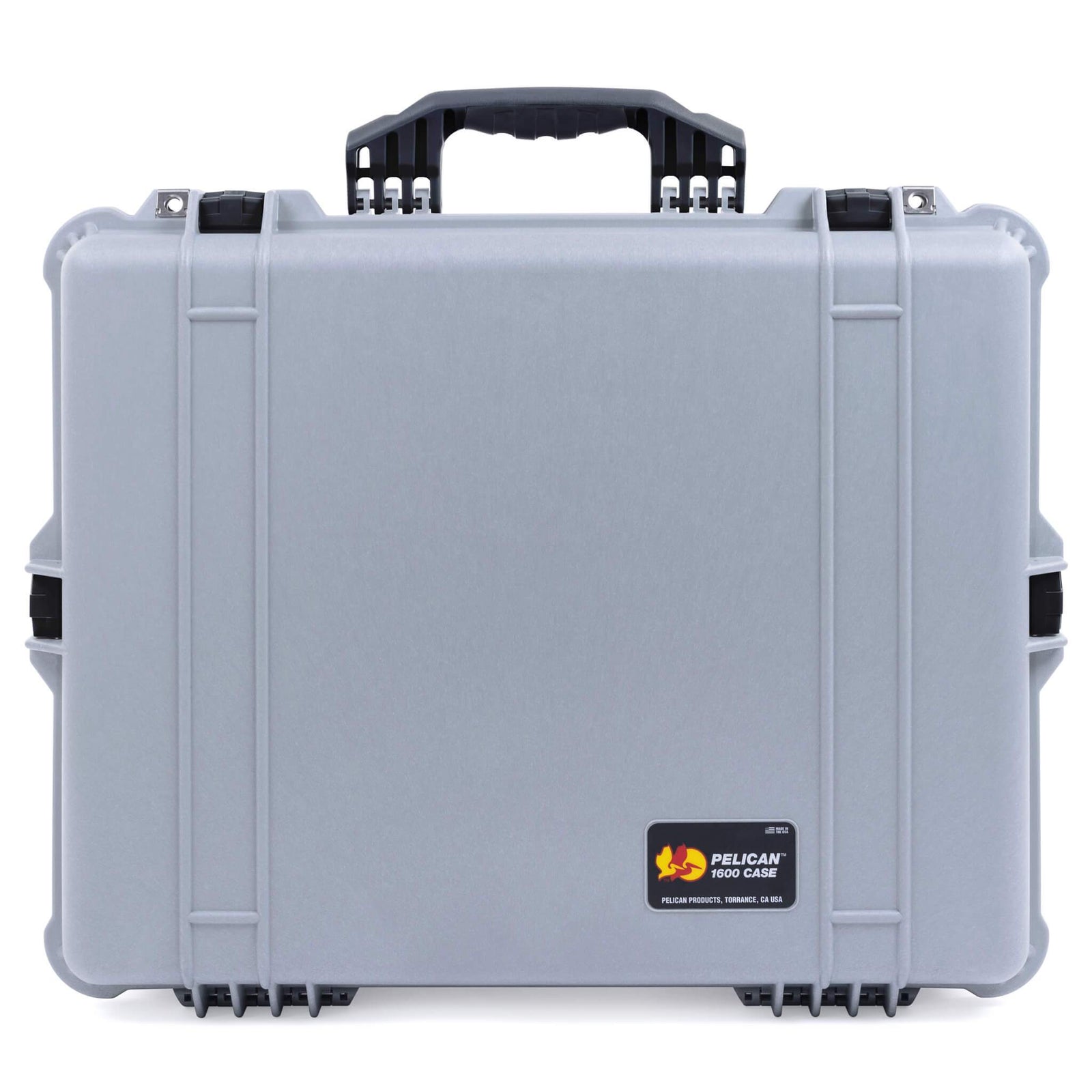 Pelican 1600 Case, Silver with Black Handle & Latches ColorCase 
