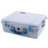 Pelican 1600 Case, Silver with Blue Handle & Latches ColorCase