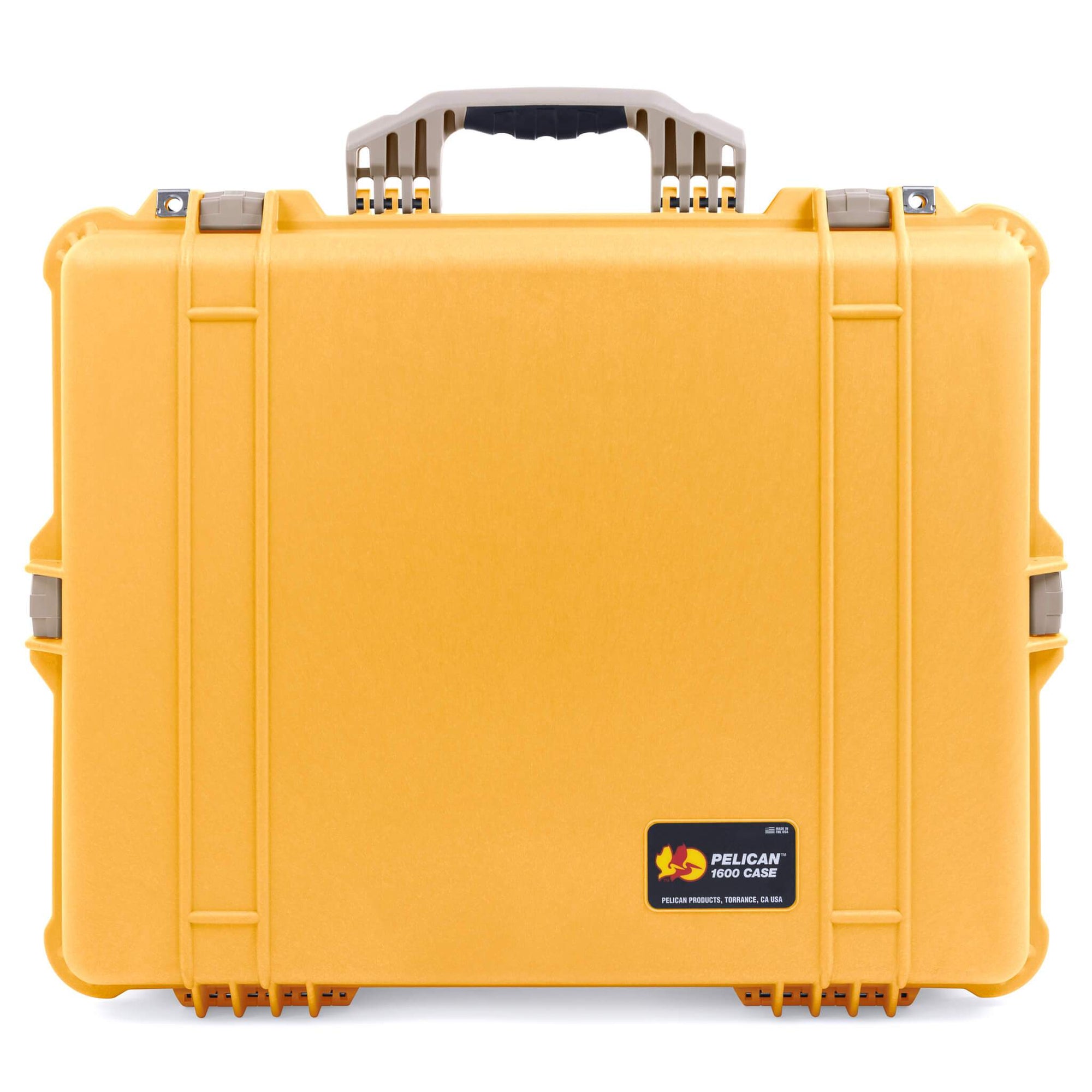 Pelican 1600 Case, Yellow with Desert Tan Handle & Latches ColorCase 