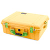 Pelican 1600 Case, Yellow with Lime Green Handle & Latches ColorCase