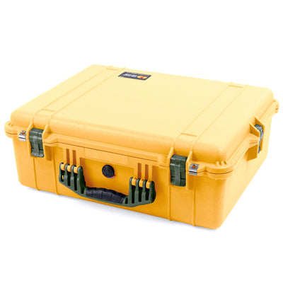 Pelican 1600 Case, Yellow with OD Green Handle & Latches ColorCase