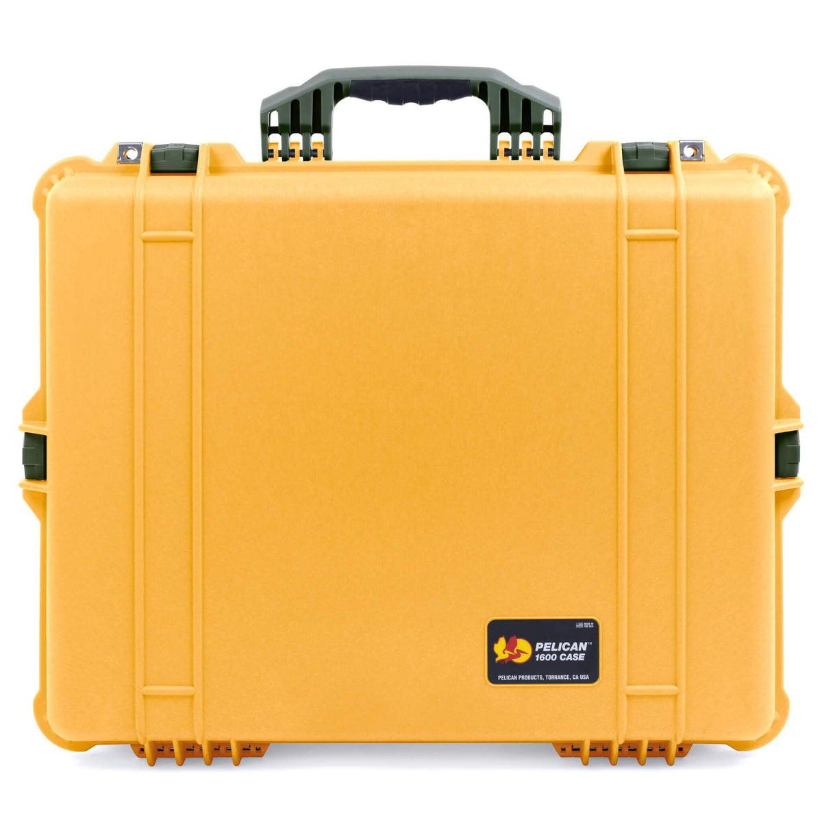 Pelican 1600 Case, Yellow with OD Green Handle &amp; Latches ColorCase 