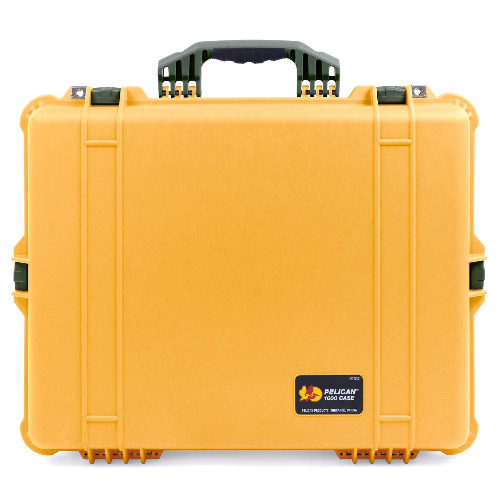 Pelican 1600 Case, Yellow with OD Green Handle & Latches ColorCase 