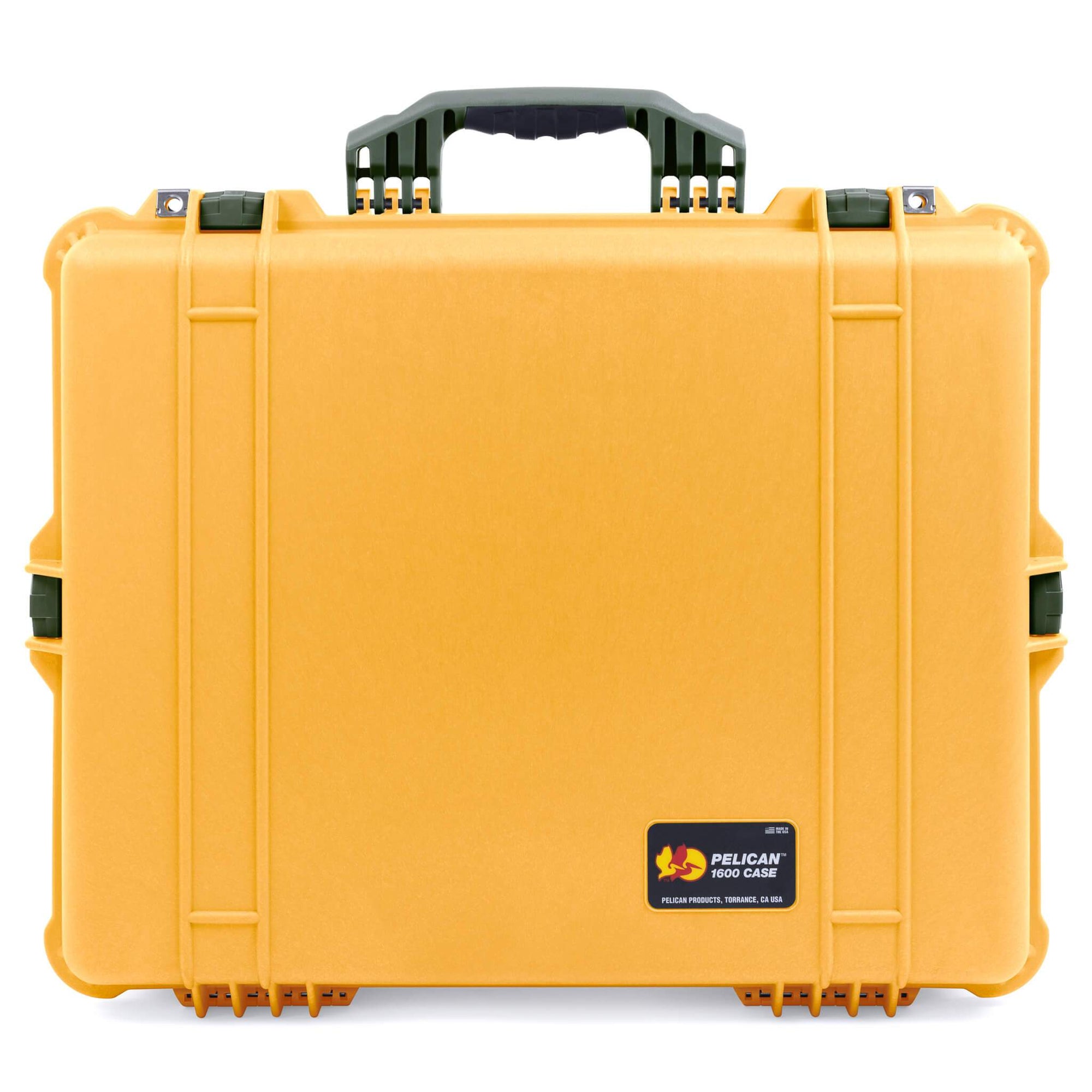 Pelican 1600 Case, Yellow with OD Green Handle & Latches ColorCase 