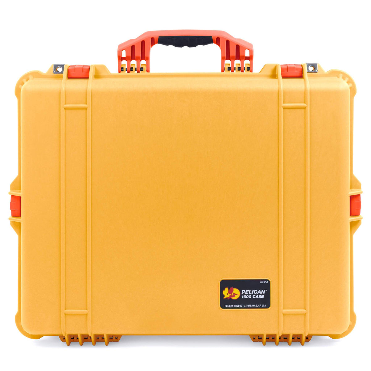 Pelican 1600 Case, Yellow with Orange Handle &amp; Latches ColorCase 