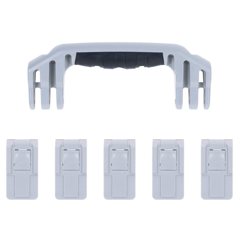 Pelican 1605 Air Replacement Handle & Latches, Silver, Push-Button (Set of 1 Handle, 5 Latches) ColorCase 