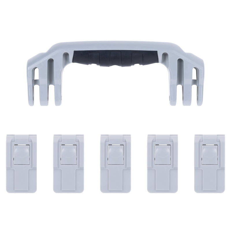 Pelican 1605 Air Replacement Handle & Latches, Silver, Push-Button (Set of 1 Handle, 5 Latches) ColorCase 