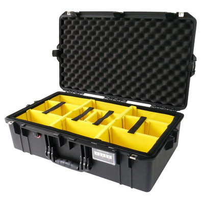 Pelican 1605 Air Case, Black Yellow Padded Microfiber Dividers with Convolute Lid Foam ColorCase 016050-0010-110-110