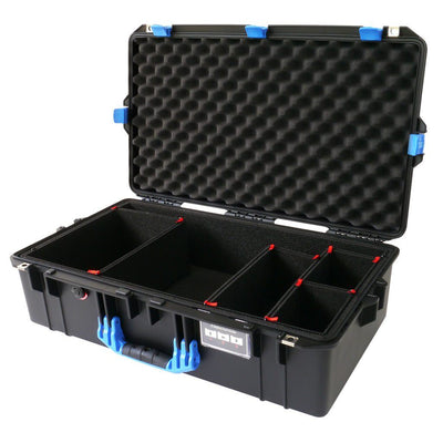 Pelican 1605 Air Case, Black with Blue Handle & Latches TrekPak Divider System with Convolute Lid Foam ColorCase 016050-0020-110-120