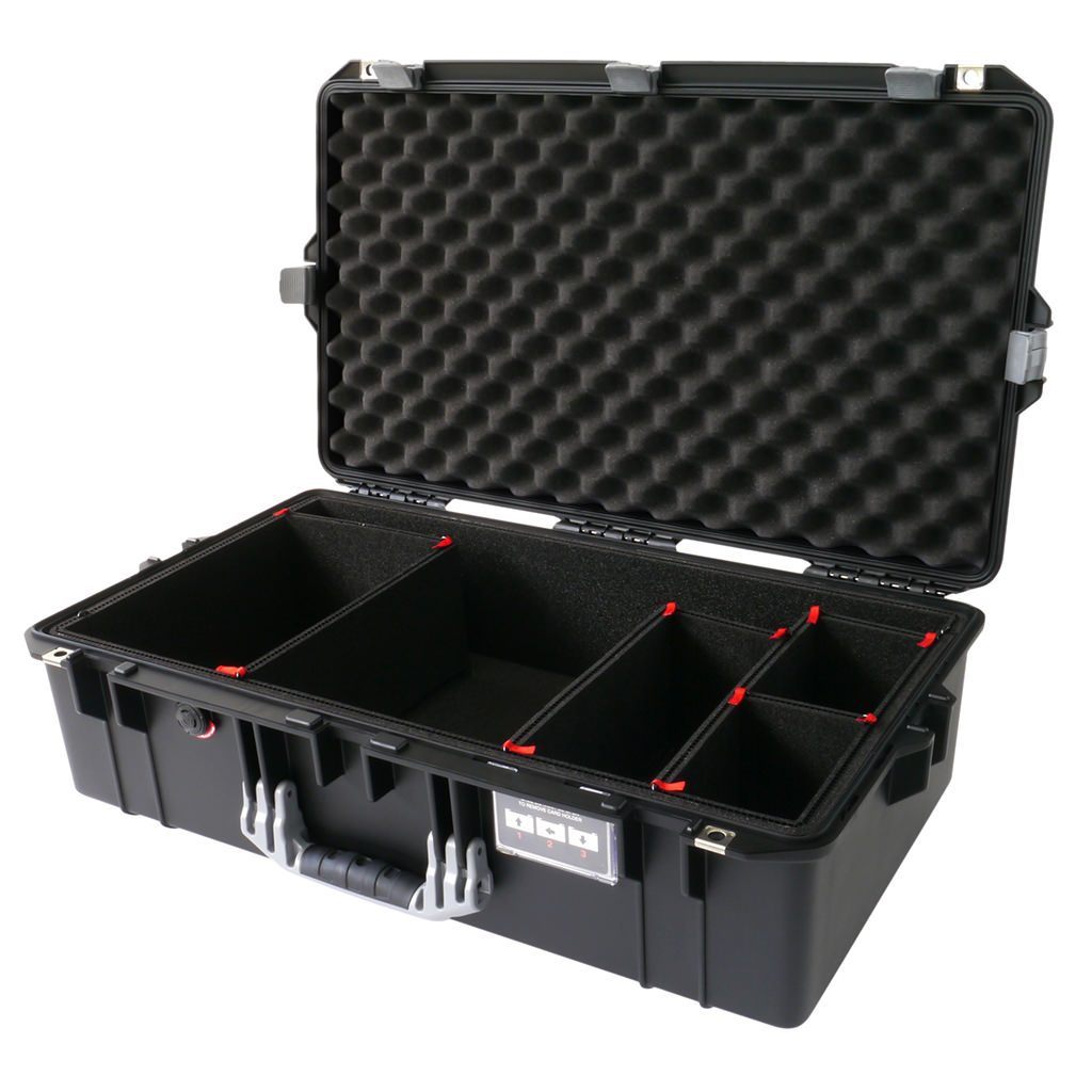 Pelican 1605 Air Case, Black with Silver Handle &amp; Latches TrekPak Divider System with Convolute Lid Foam ColorCase 016050-0020-110-180