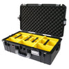 Pelican 1605 Air Case, Black with Silver Handle & Latches Yellow Padded Microfiber Dividers with Convolute Lid Foam ColorCase 016050-0010-110-180