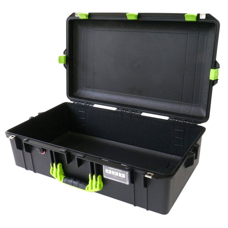Pelican 1605 Air Case, Black with Lime Green Handle & Latches ColorCase 