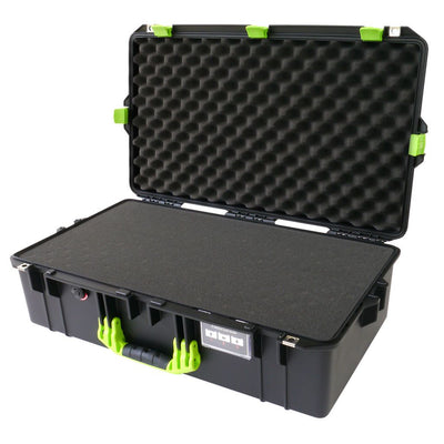 Pelican 1605 Air Case, Black with Lime Green Handle & Latches Pick & Pluck Foam with Convolute Lid Foam ColorCase 016050-0001-110-300