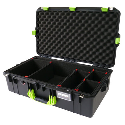 Pelican 1605 Air Case, Black with Lime Green Handle & Latches TrekPak Divider System with Convolute Lid Foam ColorCase 016050-0020-110-300