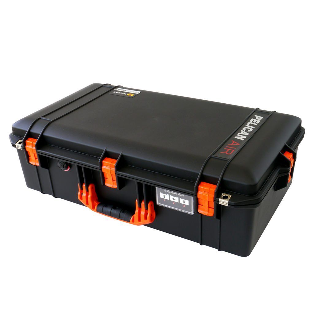 Pelican 1605 Air Case, Black with Orange Handle & Latches ColorCase 