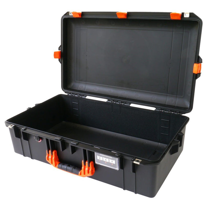 Pelican 1605 Air Case, Black with Orange Handle & Latches ColorCase 