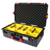 Pelican 1605 Air Case, Black with Red Handle & Latches Yellow Padded Microfiber Dividers with Convolute Lid Foam ColorCase 016050-0010-110-320