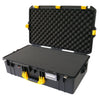 Pelican 1605 Air Case, Black with Yellow Handle & Latches Pick & Pluck Foam with Convolute Lid Foam ColorCase 016050-0001-110-240