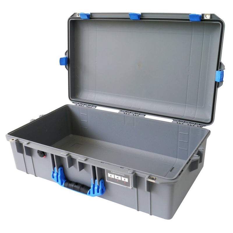 Pelican 1605 Air Case, Silver with Blue Handle & Latches ColorCase 