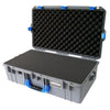 Pelican 1605 Air Case, Silver with Blue Handle & Latches Pick & Pluck Foam with Convolute Lid Foam ColorCase 016050-0001-180-120