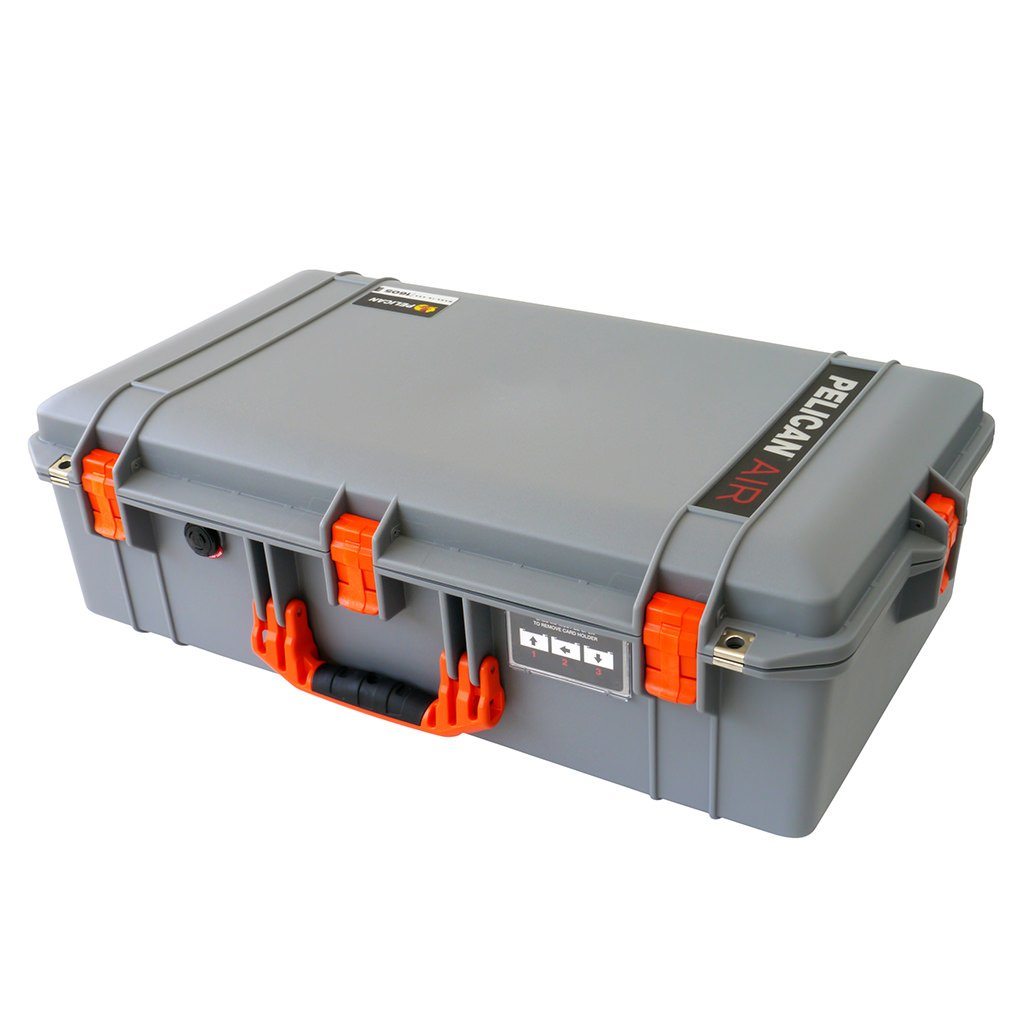 Pelican 1605 Air Case, Silver with Orange Handle &amp; Latches ColorCase 
