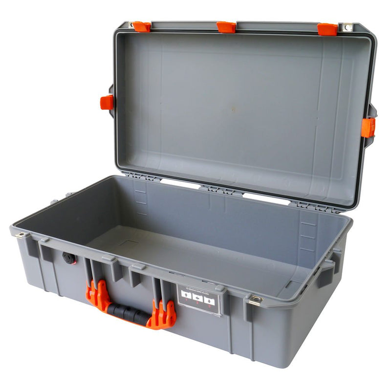 Pelican 1605 Air Case, Silver with Orange Handle & Latches ColorCase 