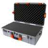 Pelican 1605 Air Case, Silver with Orange Handle & Latches Pick & Pluck Foam with Convolute Lid Foam ColorCase 016050-0001-180-150