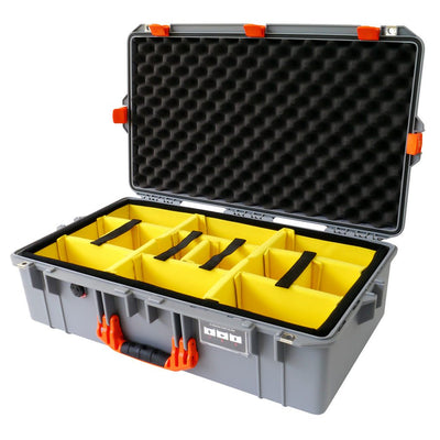 Pelican 1605 Air Case, Silver with Orange Handle & Latches Yellow Padded Microfiber Dividers with Convolute Lid Foam ColorCase 016050-0010-180-150