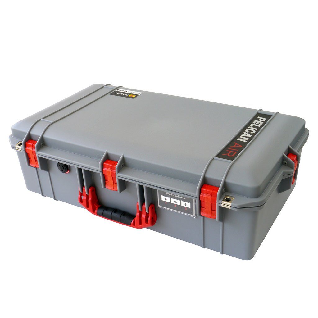 Pelican 1605 Air Case, Silver with Red Handle &amp; Latches ColorCase 