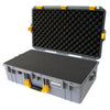 Pelican 1605 Air Case, Silver with Yellow Handle & Latches Pick & Pluck Foam with Convolute Lid Foam ColorCase 016050-0001-180-240