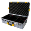 Pelican 1605 Air Case, Silver with Yellow Handle & Latches TrekPak Divider System with Convolute Lid Foam ColorCase 016050-0020-180-240