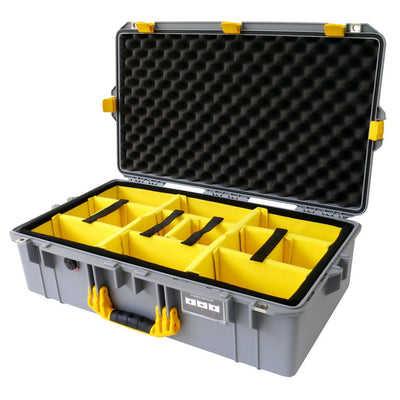 Pelican 1605 Air Case, Silver with Yellow Handle & Latches Yellow Padded Microfiber Dividers with Convolute Lid Foam ColorCase 016050-0010-180-240