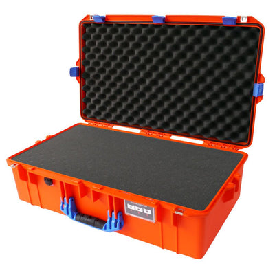 Pelican 1605 Air Case, Orange with Blue Handle & Latches Pick & Pluck Foam with Convolute Lid Foam ColorCase 016050-0001-150-120