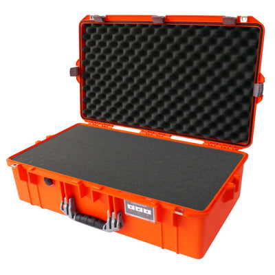 Pelican 1605 Air Case, Orange with Silver Handle & Latches Pick & Pluck Foam with Convolute Lid Foam ColorCase 016050-0001-150-180