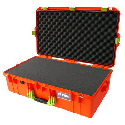 Pelican 1605 Air Case, Orange with Lime Green Handle & Latches Pick & Pluck Foam with Convolute Lid Foam ColorCase 016050-0001-150-300