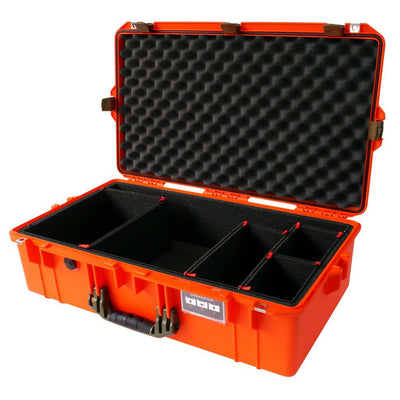 Pelican 1605 Air Case, Orange with OD Green Handle & Latches TrekPak Divider System with Convolute Lid Foam ColorCase 016050-0020-150-130