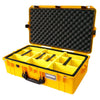 Pelican 1605 Air Case, Yellow with Black Handle & Latches Yellow Padded Microfiber Dividers with Convolute Lid Foam ColorCase 016050-0010-240-110