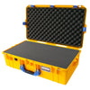 Pelican 1605 Air Case, Yellow with Blue Handle & Latches Pick & Pluck Foam with Convolute Lid Foam ColorCase 016050-0001-240-120