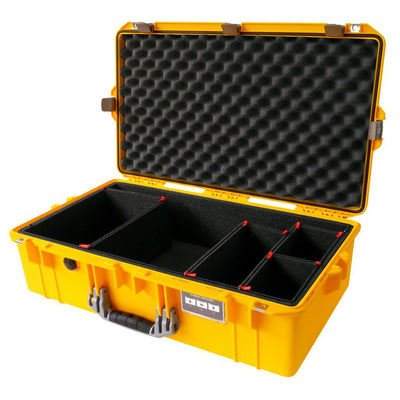Pelican 1605 Air Case, Yellow with Silver Handle & Latches TrekPak Divider System with Convolute Lid Foam ColorCase 016050-0020-240-180