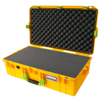 Pelican 1605 Air Case, Yellow with Lime Green Handle & Latches Pick & Pluck Foam with Convolute Lid Foam ColorCase 016050-0001-240-300