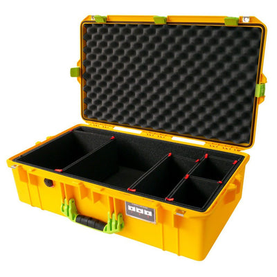 Pelican 1605 Air Case, Yellow with Lime Green Handle & Latches TrekPak Divider System with Convolute Lid Foam ColorCase 016050-0020-240-300