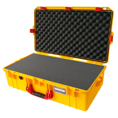 Pelican 1605 Air Case, Yellow with Red Handle & Latches Pick & Pluck Foam with Convolute Lid Foam ColorCase 016050-0001-240-320