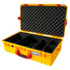 Pelican 1605 Air Case, Yellow with Red Handle & Latches TrekPak Divider System with Convolute Lid Foam ColorCase 016050-0020-240-320