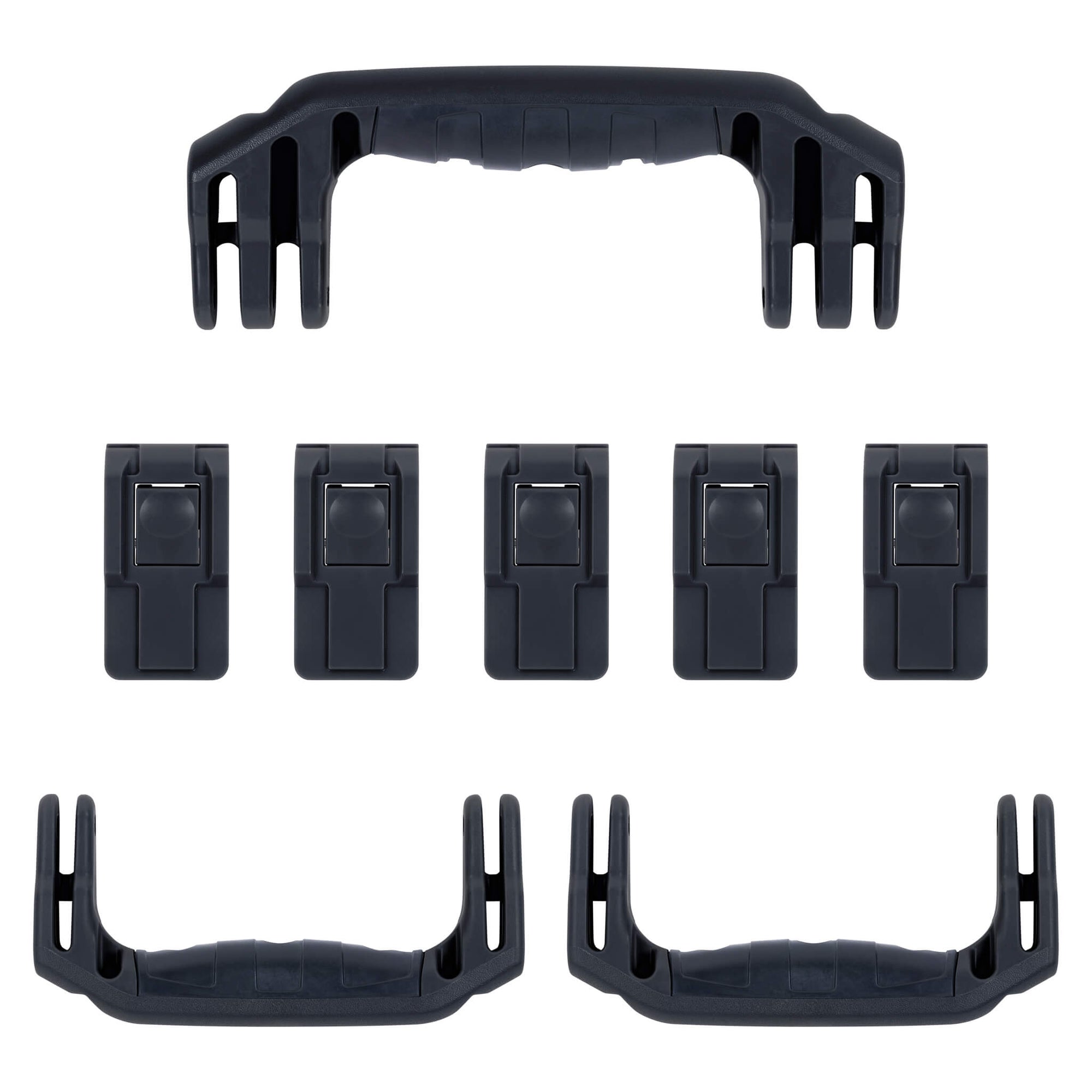 Pelican 1606 Air Replacement Handles & Latches, Black, Push-Button (Set of 3 Handles, 5 Latches) ColorCase 