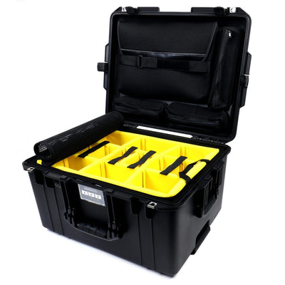 Pelican 1607 Air Case, Black 2-Layer Yellow Padded Microfiber Dividers with Computer Pouch ColorCase 016070-0210-110-110