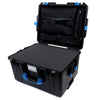 Pelican 1607 Air Case, Black with Blue Handles & Latches Pick & Pluck Foam with Computer Pouch ColorCase 016070-0201-110-120