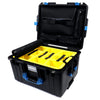 Pelican 1607 Air Case, Black with Blue Handles & Latches 2-Layer Yellow Padded Microfiber Dividers with Computer Pouch ColorCase 016070-0210-110-120