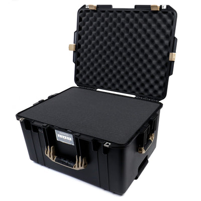 Pelican 1607 Air Case, Black with Desert Tan Handles & Latches Pick & Pluck Foam with Convolute Lid Foam ColorCase 016070-0001-110-310