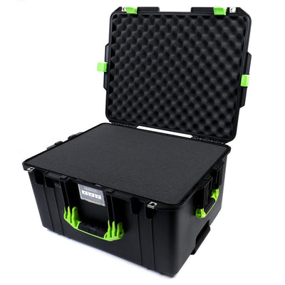 Pelican 1607 Air Case, Black with Lime Green Handles & Latches Pick & Pluck Foam with Convolute Lid Foam ColorCase 016070-0001-110-300